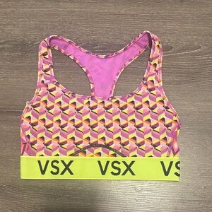 PINK Victoria's Secret Geometric Sports Bra in Pink and Yellow